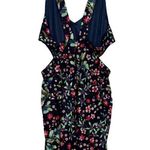 ZARA V Neck Sleeveless Flower Mini Dress Cutout Sides Zip Up Back M Blue #3309 Photo 4