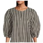 Bryn Walker Lucinda XL Geometric Puff Sleeve Pleated Hi-Lo Top Organic Cotton Photo 0