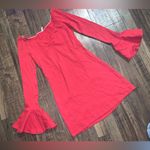 Free People Red Long flare knit Sleeve  like to party dress  boho revolve spring Photo 2