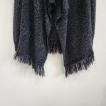 Planet Gold  Cardigan Sweater Asymmetrical Fringed Hem Open Black Gray Size XL Photo 3