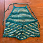 Urban Outfitters  womens Millie crochet striped halter crop top teal M Photo 2