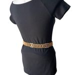 Vintage Womens Leather Wood Beaded Belt Macrame Style Boho, Sz S Photo 5