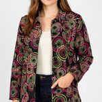 Lifestyle Statment Jacket Size Large Black Pink Geometric Eclectic Swirls Artsy Photo 0