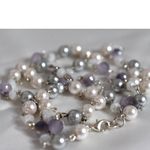 Source Unknown Stunning Bridal/Wedding Lt.Blue/Cream/Gray Single Strand Beaded 34" Necklace Photo 2