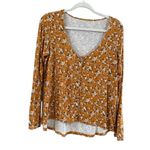 American Eagle Outfitters Gold Floral Button Blouse Photo 1