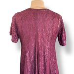 Vintage 90s Nostalgia Burgundy Lace Overlay Dress Short Sleeve Medium Midi Red Photo 4