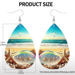 Ocean Print Teardrop Earrings Blue Photo 1