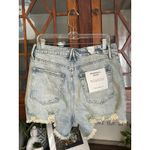 Good American  Bombshell Denim Distressed Frayed Hem High Rise Shorts Size 14 32 Photo 1