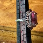 Norwegian Thulite Garnet Sterling Silver Cocktail Ring Size 6.75 Photo 7