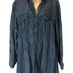 Philosophy  Women's 100% Tencel Blue Polka Dot Chambray Shirt Dress Size Large Photo 0