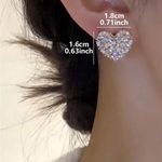 Elegant Silver Heart Earrings with Pavé Setting Photo 3