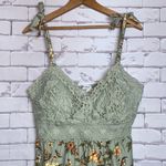 Derek Heart medium mint green floral tie strap crochet top romper NWOT Photo 1