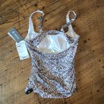 Athleta  Aqualuxe Batik NWT brown and white Jacobean tankini swim top Photo 5