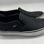 Vans  Black Perforated Leather Classic Slip On Skater Shoes Womens 8.5 Men Size 7 Photo 3