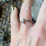 Sterling Silver Black Cz Sideways Cross Ring Silver Photo 4