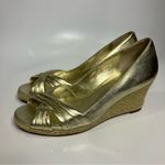 Cole Haan  gold leather wedge‎ espadrilles women’s size 8.5 dressy party metallic Photo 2