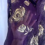 Apparenza Purple with Gold Metallic Roses Sheer Blouse Size XL Photo 5