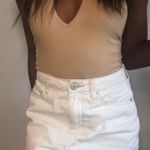 Garage White Denim Frayed Skirt Photo 0