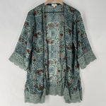 Mason & Belle  Chiffon Floral Lace Kimono‎ Cardigan Open Front Boho Feminine M Photo 0
