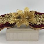 Velveteen Bow Barrette Gold Burgundy Vintage 1980s Red Photo 12