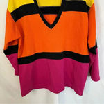 Caren Sport Top Blouse‎ Sweater Womens Multicolor Oversized V Photo 2