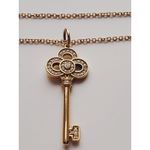 Tiffany & Co. 18k Yellow Gold Diamond Key Pendant Necklace with Box Photo 2