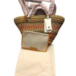 Tory Burch Ella Straw Striped Raffia Basket Tote Vacation Orange Slice New w/tag Photo 2