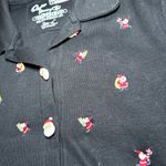 Onque Casuals Christmas Cotton Cardigan Size Large Black Embroidery Santa Button Photo 1
