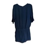 Joie  Benoite Romper Womens Small Black Caviar Silk Smocked Waist Back Zipper Photo 4