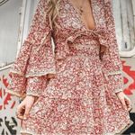 Free People Retro 70s Bohemian Gypsy Crochet Bell Sleeve Kristall Floral Dress S Photo 3