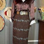 Vintage 90’s Faux Suede Beaded & Embroidered Maxi Skirt Small Brown Size 4 Photo 0