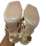 Schutz New Lovi Leather Square Toe Sandals Heels Neutral Cream Tan Size 8 Photo 9