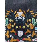 Hongli Mini Skirt LARGE Black Corduroy Floral Southwestern Embroidered Floral Photo 3