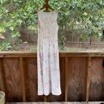 Karen Kane  Women's White Rose Print Maxi Dress 100% Linen Size L Photo 1