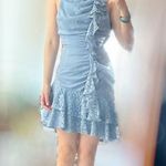 Keepsake Light Blue Lace Embellished Ruched Dress Size S Photo 1