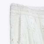 ZARA New High Waisted White Bohemian Embroidered Eyelet Lined Midi Skirt Size M Photo 6