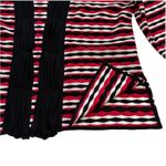 Toula Cardigan Sweater Black Red White Ruched 3/4 Sleeve Open Front Large Photo 9