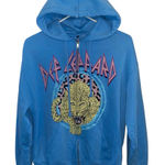 H&M  Def Leopard Graphic Hoodie Light Blue pink Band Tee casual wear 80s Rocker Photo 0