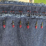 Vintage Telluride Blue Denim Beaded Skirt 12 Red Photo 3