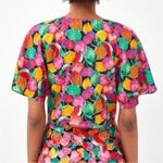 ZARA  TRF Cropped Top Fruit Print Tie Front Farmers Market Size Small Crop Blouse Photo 1