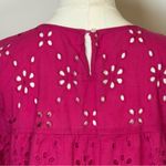 J.Crew 100% Cotton Fuchsia Eyelet Tiered Boho Blouse Women’s Size Small Photo 4