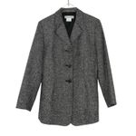 1990s Stephanie Andrews Vintage Black Herringbone Skirt Suit Set Small Formal 2P Size 2 Photo 3