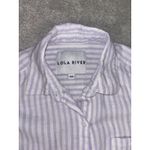 Lola River Womens Linen Top Xs Purple White Striped Tencel Button Down‎ Shirt Photo 7