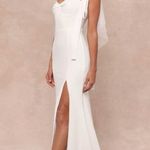 LULU’S Splendid Love White Bustier Tie Strap Mermaid Maxi Dress Photo 1