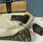 Rafe Bags Rafe New York “Roopal” Snake Print Linen Tan Brown Satchel *SEE PICS Photo 8