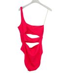 Aerie Crinkle Cut Out One Shoulder One Piece Swimsuit Hot Pink Medium Photo 2
