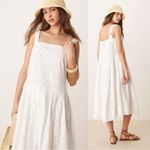 Free People  Dainty Ethereal Cottage Primavera Lace Eyelet Midi Dress White XL Photo 2