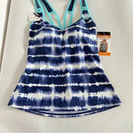 ZeroXposur Cross Back Strap Tankini Swimsuit Navy Blue Tie-Dye Size XS (6) Photo 5
