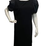 Rickie Freeman Teri John 14 Black w/ Gray Puffy Short Sleeve Retro Mini Dress Photo 4