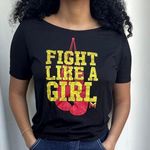 Black Fight Like A Girl Open Back Shirt Photo 0